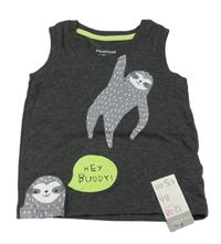 Nové - Tmavošedé tílko s lenochodem Primark