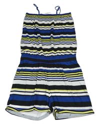 Čern.-safírovo-biely pruhovaný kraťasový overal Page one young