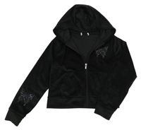 Čierna plyšová prepínaci mikina s motýlom a kapucňou Primark