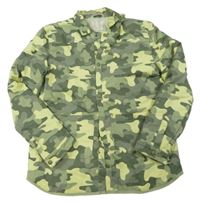 Kaki-limetová army košeľová zateplená bunda John Lewis