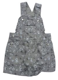 Sivá rifľová na traká sukňa so srdiečkami Lupilu