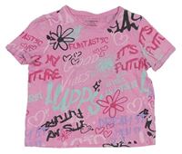 Ružové crop tričko s nápisom Primark