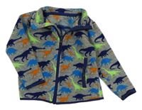 Sivo-tmavomodrá fleecová prepínaci mikina s dinosaurami zn. Primark