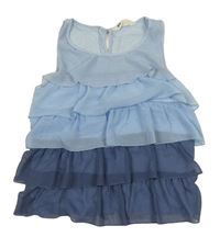 Světlemodro-tmavomodrá šifonová volánková tunika H&M
