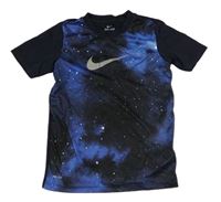 Tmavomodro-modré športové funkčné tričko s logom Nike