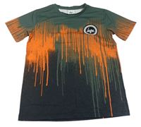 Khaki-oranžové sportovní tričko s logem Hype