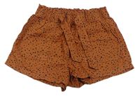 Rezavo-sivé vzorované plátenné kraťasy H&M