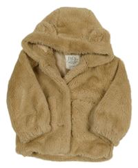 Béžová kožušinová podšitá bunda s kapucňou F&F