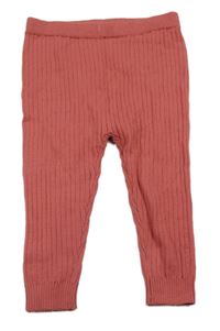 Růžové žebrované pletené kalhoty Nutmeg