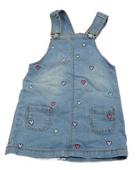 Modré rifľové šaty so srdiečkami C&A