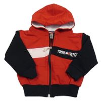Červeno-čierno-svetloružová prepínaci mikina s logem Tommy Hilfiger