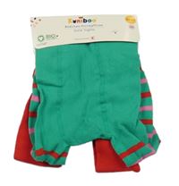 Nové - 2x - Červené + zelené pančuchy s prúžkami Kuniboo