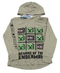 Nové - Béžové triko Minecraft s kapucňou Next