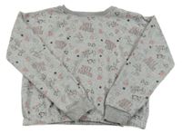 Sivá mikina s nápismi a obrázkami Y.F.K.