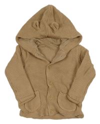 Béžový propínací podšitý svetr s kapucí George 