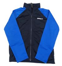 Tmavomodro-kobaltově modrá propínací sportovní mikina s logem Adidas