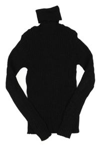 Černý třpytivý žebrovaný svetrový rolák Zara