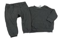 2set - Tmavošedá oversize mikina s klokankou + tepláky Next