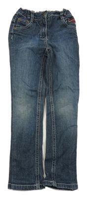 Tmavomodré rifle s výšivkou Lupilu