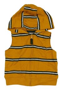 Okrovo-sivo-biela pruhovaná vesta s kapucňou Carter´s