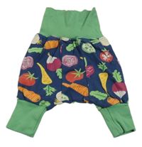 Tmavomodro-zelené tepláky so zelenou Frugi