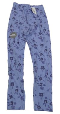 Nové - Chrpově modré kvietkovane legíny Nutmeg