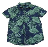 Tmavomodrá košile s listy Primark