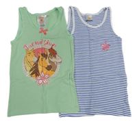 2x - Tmavomodro-bílý pruhovaný + světlezelený nátělník Spirit