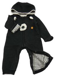 Černá tepláková podšitá komibnéza s kapucí - medvěd Orchestra