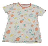 Bílé tričko s kytičkami a ovocem Pocopiano