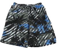 Čierno-sivé vzorované plážové kraťasy s palmami Charles Vögele