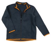 Tmavošedá fleecová propínací mikina s oranžovými lemy Jack Wolfskin