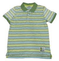 Zeleno-modro-biele pruhované polo tričko Y.F.K.