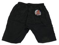 Čierne plátenné kraťasy s výšivkou