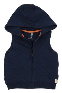 Tmavomodrá vzorovaná tepláková zateplená vesta s kapucňou F&F