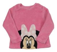 Neónově ružová chlpatá mikina s Minnií Disney