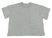 Sivé melírované crop tričko s mašličkami z korálků H&M