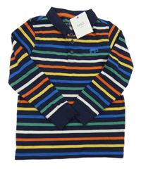 Nové - Tmavomodré polo triko s barevnými proužky M&S