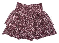 Vínová ľahká vrstvená kvetovaná sukňa Zara