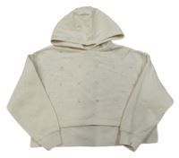 Smotanová crop mikina s kamienkami a kapucňou River Island