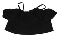 Černý děrovaný crop top s volánky F&F