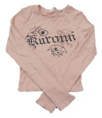 Světlerůžové žebrované crop triko s Kuromi H&M