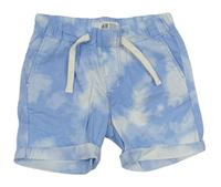 Modro-bílé batikované plátěné kraťasy H&M