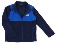 Tmavomodro-cobaltově modrá fleecovo/šusťáková bunda s nášivkou Eddie Bauer