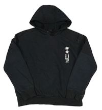Černá oversize mikina s nápisy a kapucí Adidas