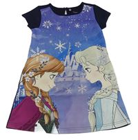 Fialovo-modro-tmavomodré šaty s Frozen Disney