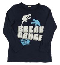 Tmavomodré tričko s Break Dance tanečník a nápismi BOYS