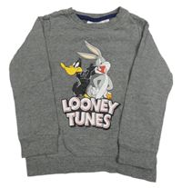 Sivá melírovaná mikina s Bugs Bunnym a Daffym