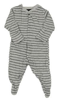 Svetlošedá -čierny pruhovaný melírovaný overal PRIMARK