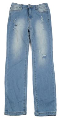 Svetlomodré teplákové rifle s vyšúchaním SHEIN